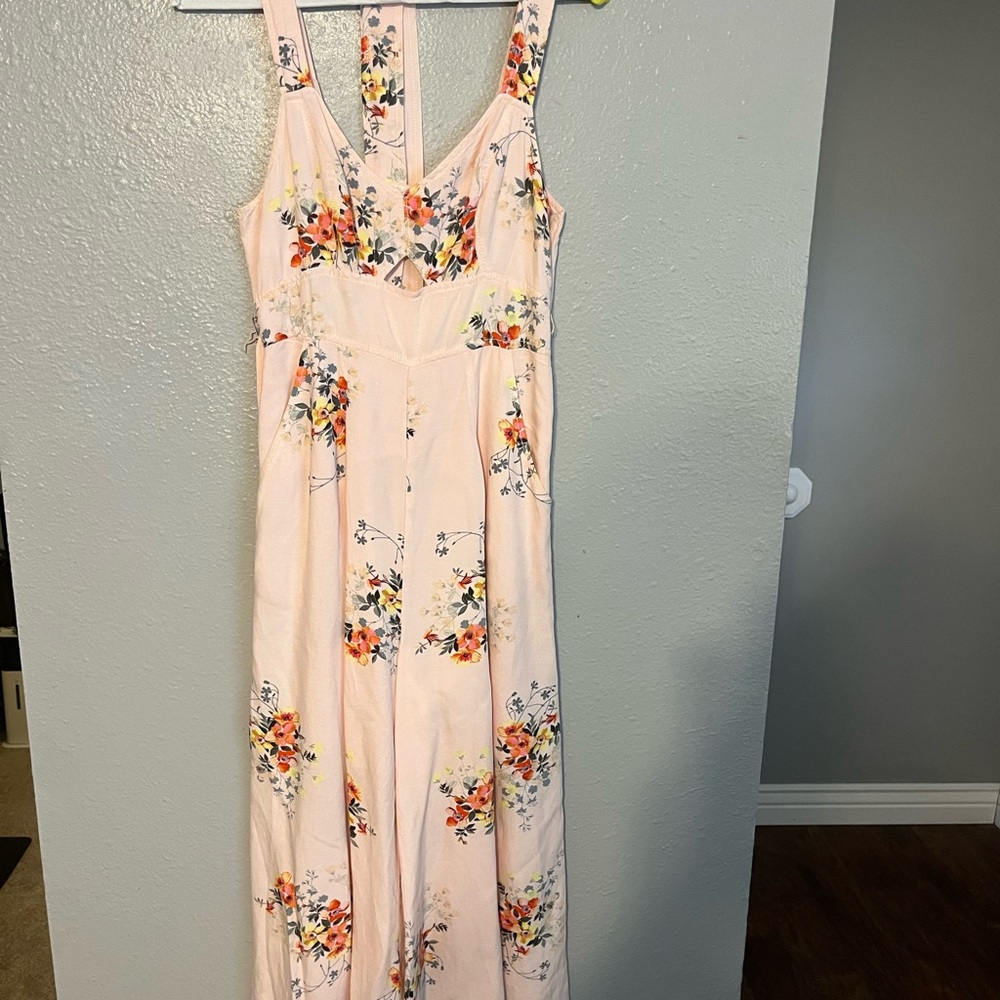 Anthropologie Floral Jumpsuit in Pink